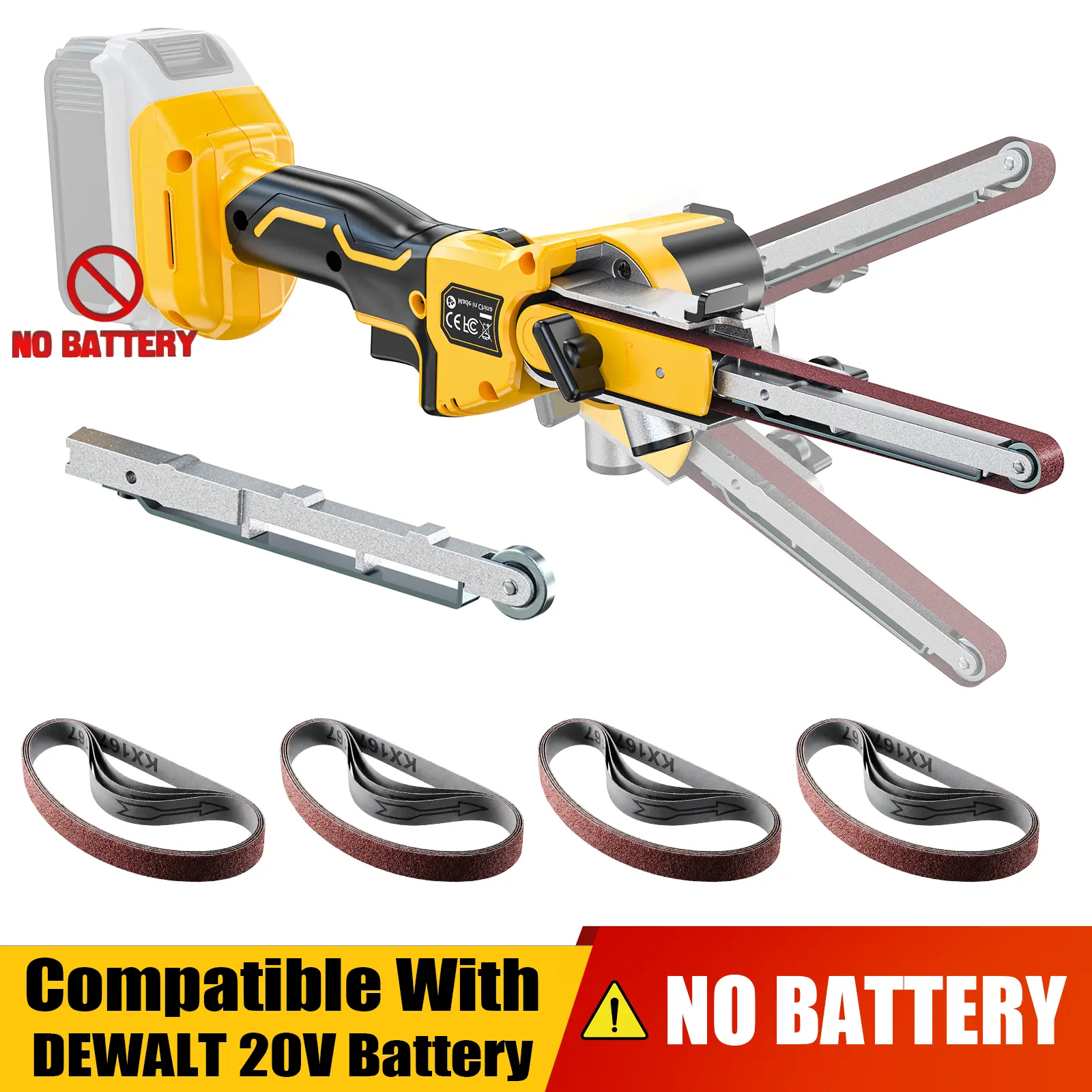 Ecarke Cordless Belt Sander Compatible with Dewalt Battery (Tool Only) 100° adjustable 16 PCS Belts 40-120 Grit 1/2"×18" 2100 FPM Brushless Detail Belt Sander for Metal Working, Wood, Plastic