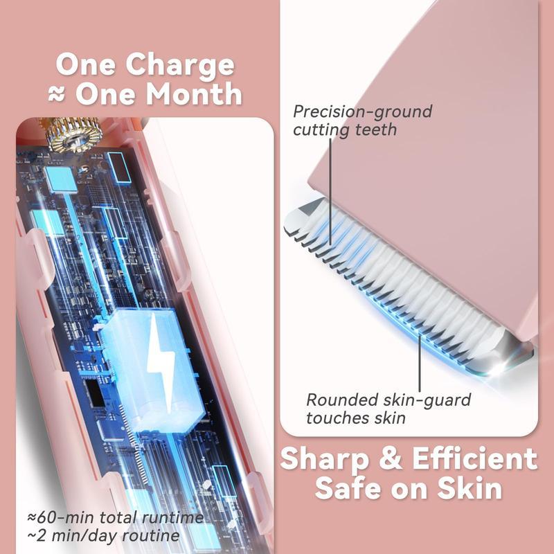 TANLOOK Bikini Trimmer for Women, 2-in-1 Electric Razors for Women with Dual Head, Waterproof Painless Bikini Trimmer & Pubic Hair Trimmer for Women, Electric Shaver for Private Area & Body Hair