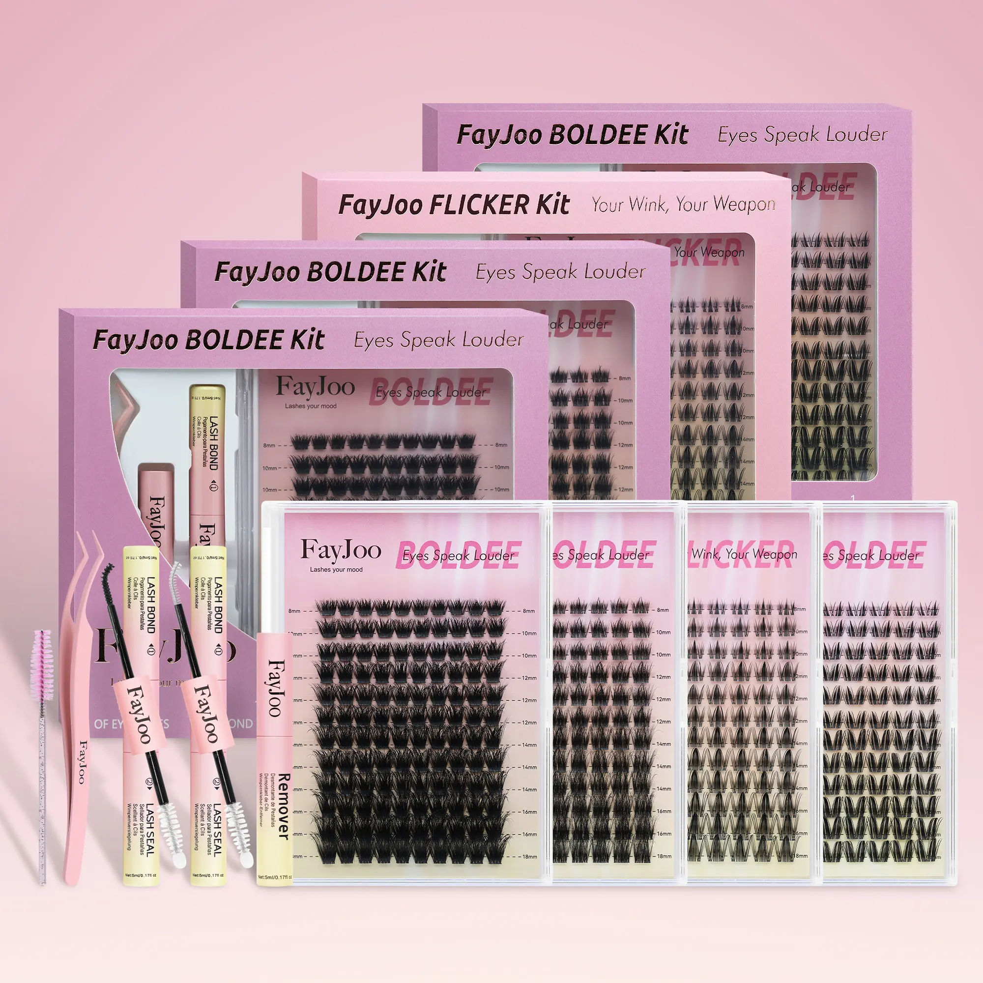 FayJoo Volume & Anime DIY Lash Cluster Kit - C Curl Cluster Tips False Eyelashes & Adhesives, Beginner-Friendly Boxed Assortment, Waterproof 3D Dramatic Manga Style, 7-Day Long-Lasting Lash Extension, All-In-1 for Anime Lovers, Parties