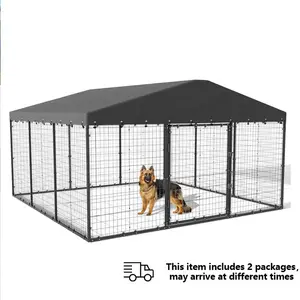 Large outdoor dog kennel, chicken coop, heavy duty dog ​​cage, chicken cage with roof, galvanized steel dog kennel fence with double safety lock Enclosure