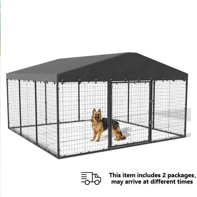 Large outdoor dog kennel, chicken coop, heavy duty dog ​​cage, chicken cage with roof, galvanized steel dog kennel fence with double safety lock Enclo