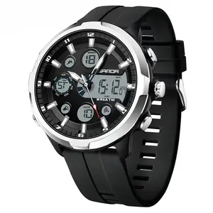Men's Fashion Quartz Analog Digital Watch, Casual Round Dial Digital Watch with Luminous Alarm, Water-resistant Multifunctional Wristwatch.
