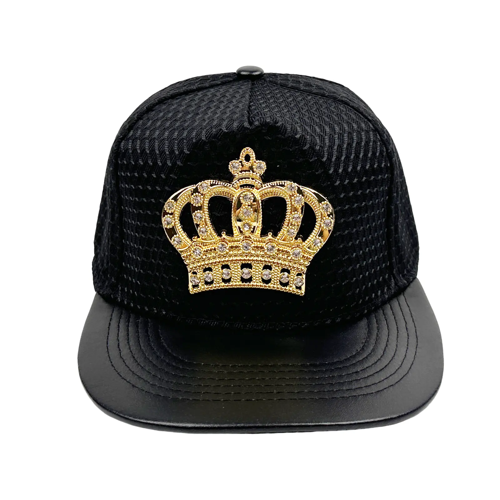OIDEA Pimp Hat with Rhinestone Crown Flat Brim Baseball Cap, 90s 2000s Hip-Hop Style Adjustable Snapback