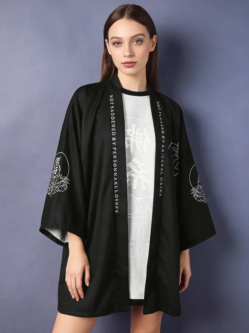 Loose Street Fashion Kimono Shirt for Summer, Japanese Style Seven-Quarter Sleeve Coat, Lightweight Couple's Jacket for Casual Wear