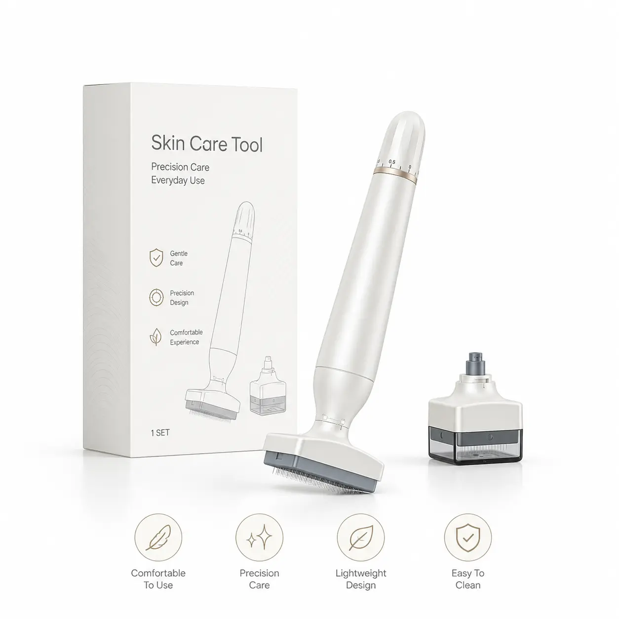 Bio4 Manual Skincare Tool Adjustable Size Beauty Tool Replaceable Head Facial Care Set for Home Use