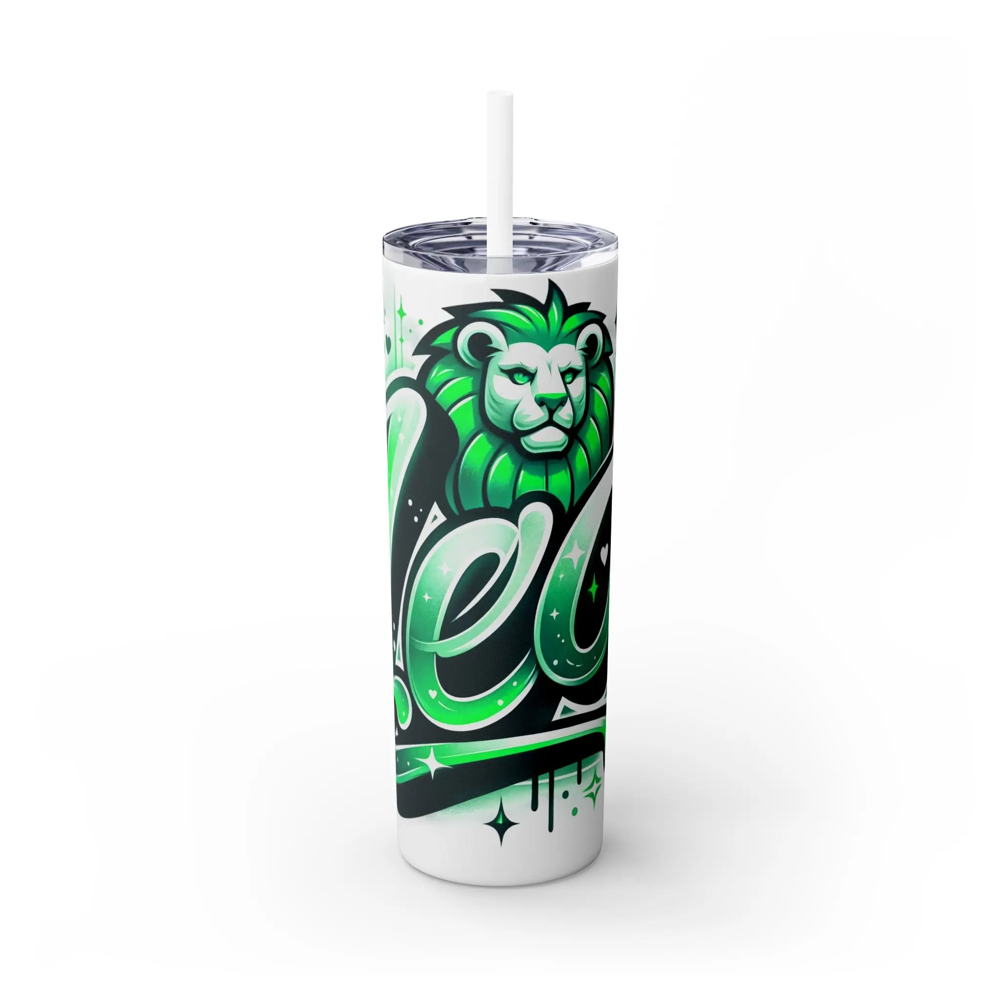 Leo Skinny Tumbler with Straw - 20 oz Green