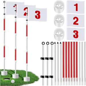 3 Pack 6ft Golf FlagStick Putting Flag Golf Hole Cup Pole Pin Numbered Flags for Driving Range Backyard Yard Course Putting Green and Chipping Greens Gifts