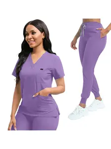 Neutral Style Scrub Set Women's Work Uniform for Pet Clinics & Nursing Home Staff