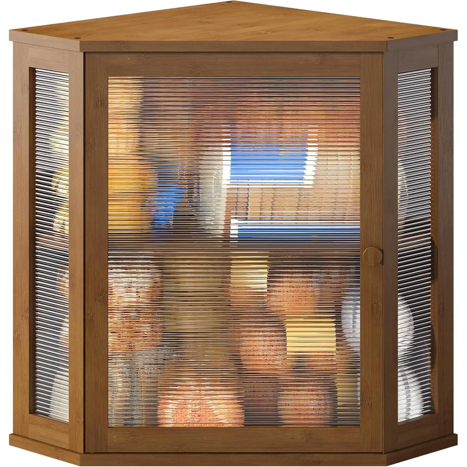 Corner Bread Box for Kitchen Countertop Double Layer  Wooden Bread box Large Capacity Bread Storage Bin(Brown, )