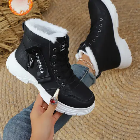 Women's High-Top, Soft Plush Lining, Comfortable Daily Wear Shoes, Stylish Design for Women, High End Sneaker, Trendy Fashion Sneaker, Fashion Footwear Sneakers