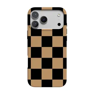 Casely iPhone 17 Pro Case | Fit Check | Black & Brown Checkerboard | Compatible with MagSafe | Classic Ultra Thin Design