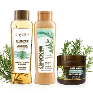 ANYELUZ Rosemary Shampoo, Conditioner and Hair Mask set, with Hyaluronic Acid and Rosemary, with Natural Extracts, Strengthens and Hydrates Hair for Shine and Vitality