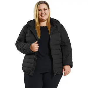 Women's Plus Size Winter Packable Lightweight Down Coat, 90% Duck Down Insulation, Detachable Hood, High-Density Windproof Waterproof Shell, Long Sleeve Womenswear Tops with Loose Fit