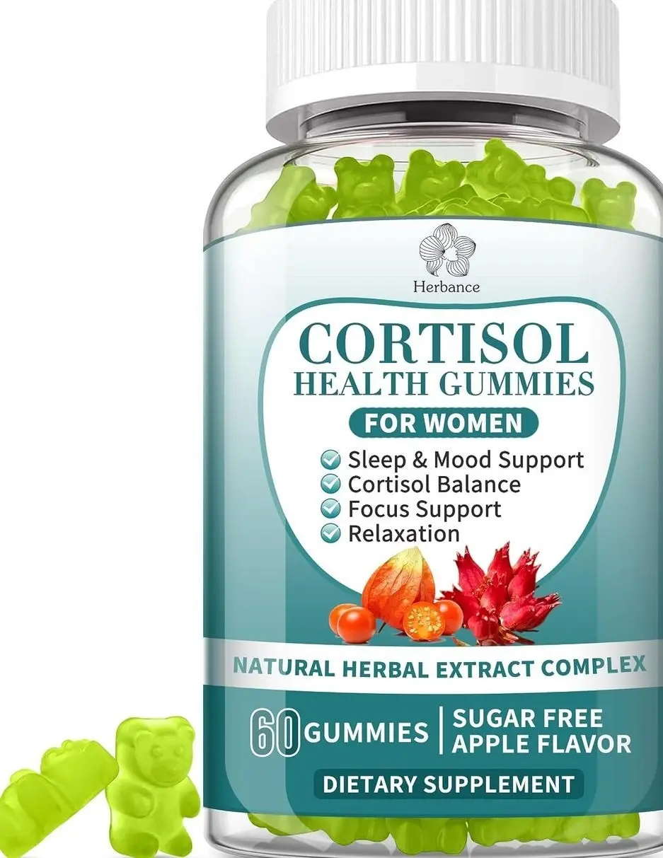 Cortisol Supplements Gummies for Women, Cortisol Reducer w.Ashwagandha Rhodiola Rosea Magnesium L-Theanine Phosphatidylserine Black Peper, Hormone Balanced & Lower Cortisol - 30 Day Vegan Supply