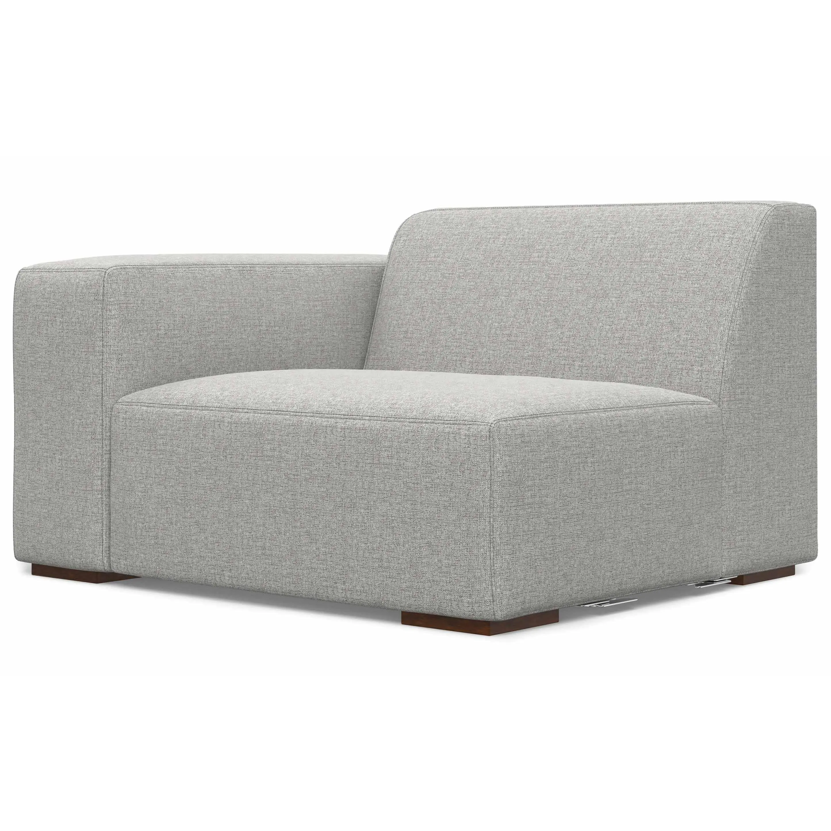 Rex Left Arm Sofa Module - Midcentury Modern Boxy Convertible Modular Couch, Sturdy Performance Fabric, Brown Finish, Foam Cushioning, Fully Assembled, 300 lbs Weight Capacity, Comfy Couch Asymmetrical Accent Piece