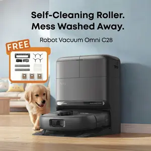 NEW eufy C28 Robot Vacuum and Mop Combo, HydroJet Self-Cleaning Roller Mop, DuoSpiral Detangle Brush, 15,000 Pa Turbo High Suction, 5-in-1 Robot Vacuum and AI Obstacle Avoidance