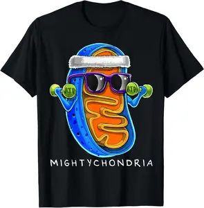 100% Cotton Mightychondria Cellular Biology Science Teacher Funny Gift T-Shirt