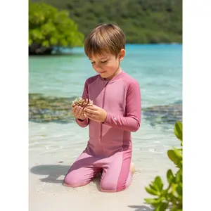 Kid's Barracuda Neck-to-Ankle Swimsuit | Flamingo Pink Colorblock