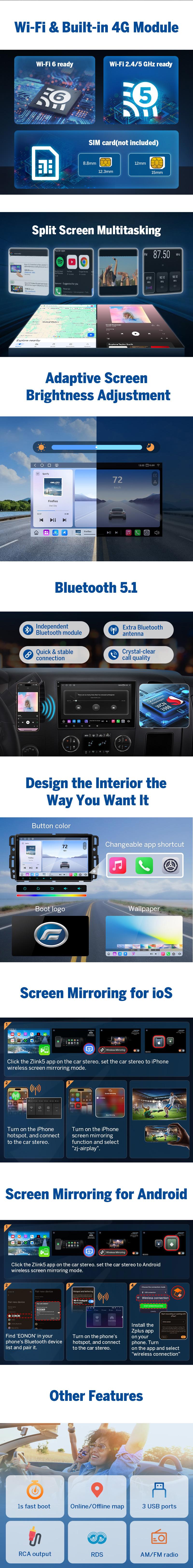 EONON Car Stereo for Chevy GMC Buick Chevrolet Silverado Sierra Suburban Tahoe Impala Traverse Avalanche HHR Acadia Yukon Truck, Wireless CarPlay & Android Auto, 8" Android 13/14 Touch Screen, Dashcam, backup camera, SWC, BT - GMX7A, GMX6S