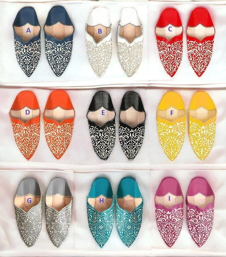 Women's Traditional Moroccan Leather Suede Babouche Slippers - Open Slide-On House Footwear, Sequined Decorative Grey Shoes