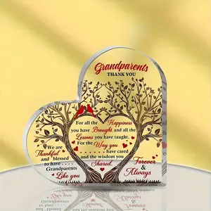 Grandparents Thank You Gift Plaques, Personalized Plaque, 1 Count Heart/Square Shaped Meaningful Warm, Desktop Acrylic Decoration Ornament for Home Dormitory Office Dormitory