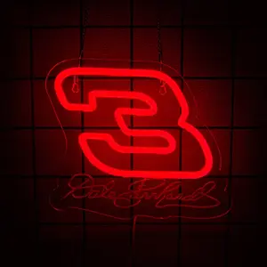 Dale Earnhardt's 3 Neon Sign Legends Never Die Neon lights Racing Themed Light Sign Tribute to The Intimidator for Wall Decor Neon Light for Racing Fans and Man Caves Gifts Decorative Neon Light