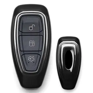 iJDMTOY Exact Fit Gloss Metallic Black Smart Remote Key Fob Shell For 2011-2017 Ford Fiesta, 2012-2017 Ford Focus, 2013-2016 C-MAX (Only Fit 2/3-Button Key)