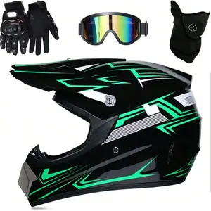 Riding Electric Motorcycle Helmet Off-Road Helmet Adult Downhill Full Helmet Safety Helmet With Goggles Mask Gloves Size M