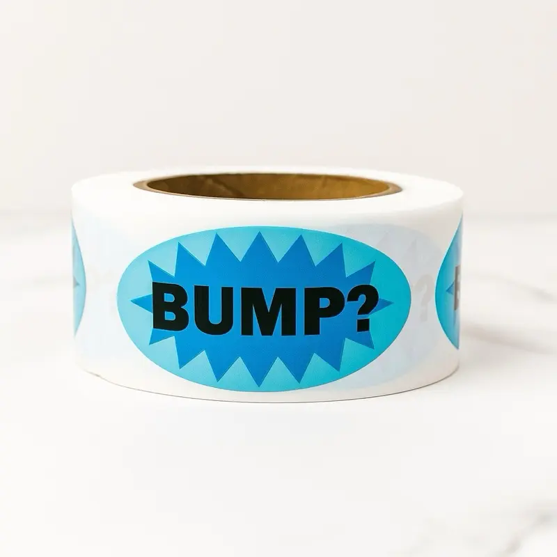 Neon Blue “BUMP?” Rave Stickers - Ideal for Raves, Festivals, Fun party events - (200 PCS/Roll) of 0.75 x 1.5 inch Size Rave Stickers