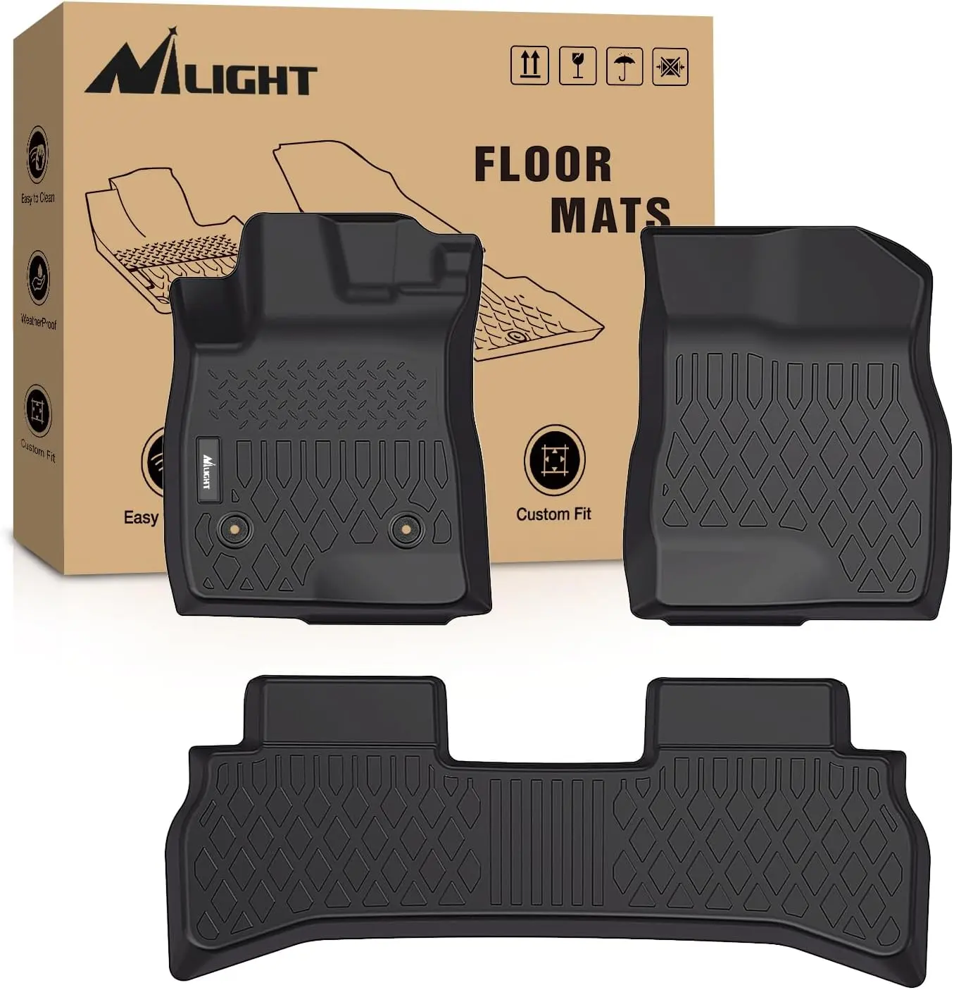 Nilight Custom-Fit TPE Car Mat Set for 2021-2026 Chevy Trailblazer FWD Cars - Reusable, All-Weather, Heavy-Duty Floor Liners with Raised Lip, Channels, Full-Floor Coverage, Debris Guard, Harmless Interior Accessories