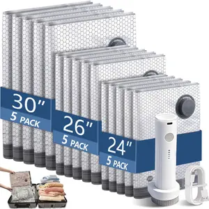 【Summer Vibes】 Cordless Travel Vacuum Bag Set Vacuum Bags，Travel with Rechargeable air Pump, 15 Pack Size Compression Packing Bags for Luggage , Space Saver for Clothes and Clothing Organiser sturdy storage hand organizer Lightweight