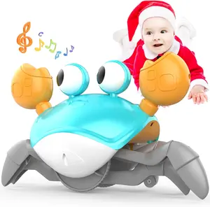 Crawling Crab Baby Toy with Music, Tummy Time Learning Toy for Infants & Toddlers 0-36 Months, Gift for 3-12 Month Boys & Girls, Fun Walking Toy for 6-18 Month Babies, Birthday & Christmas Gift (Green)