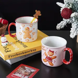Christmas Gingerbread Man Ceramic, Large Capacity Reusable Funny Coffee Mug, Home Decor Gift, Perfect for Holiday Gatherings