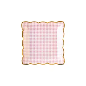 Pink Gingham Plates 8ct