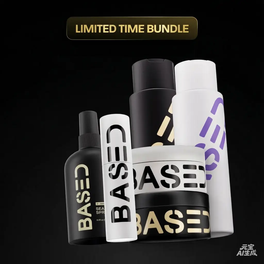 BASED Deluxe Straight/Wavy Hair Kit | Shampoo, Conditioner, Texture Powder, Hair Clay, Pomade, Sea Salt Spray + Wooden Comb | Science-Backed, High Performance