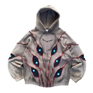 American dark retro heavy-duty eye 3D printed hoodie, unisex street fashion pullover sweatshirt