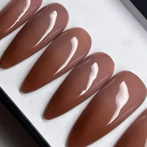 Chocolate Mauve Luxury Pressons | Gel Nails Long-lasting High Gloss Reusable