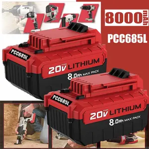New 2Pack 8.0Ah 20 Volt Lithium-Ion Battery for PORTER CABLE 20V Max countC680L countC68