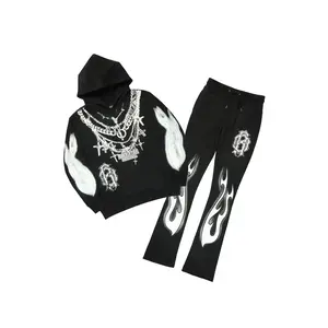 Nyro Black Hoodie/Stacked Pant Track Set