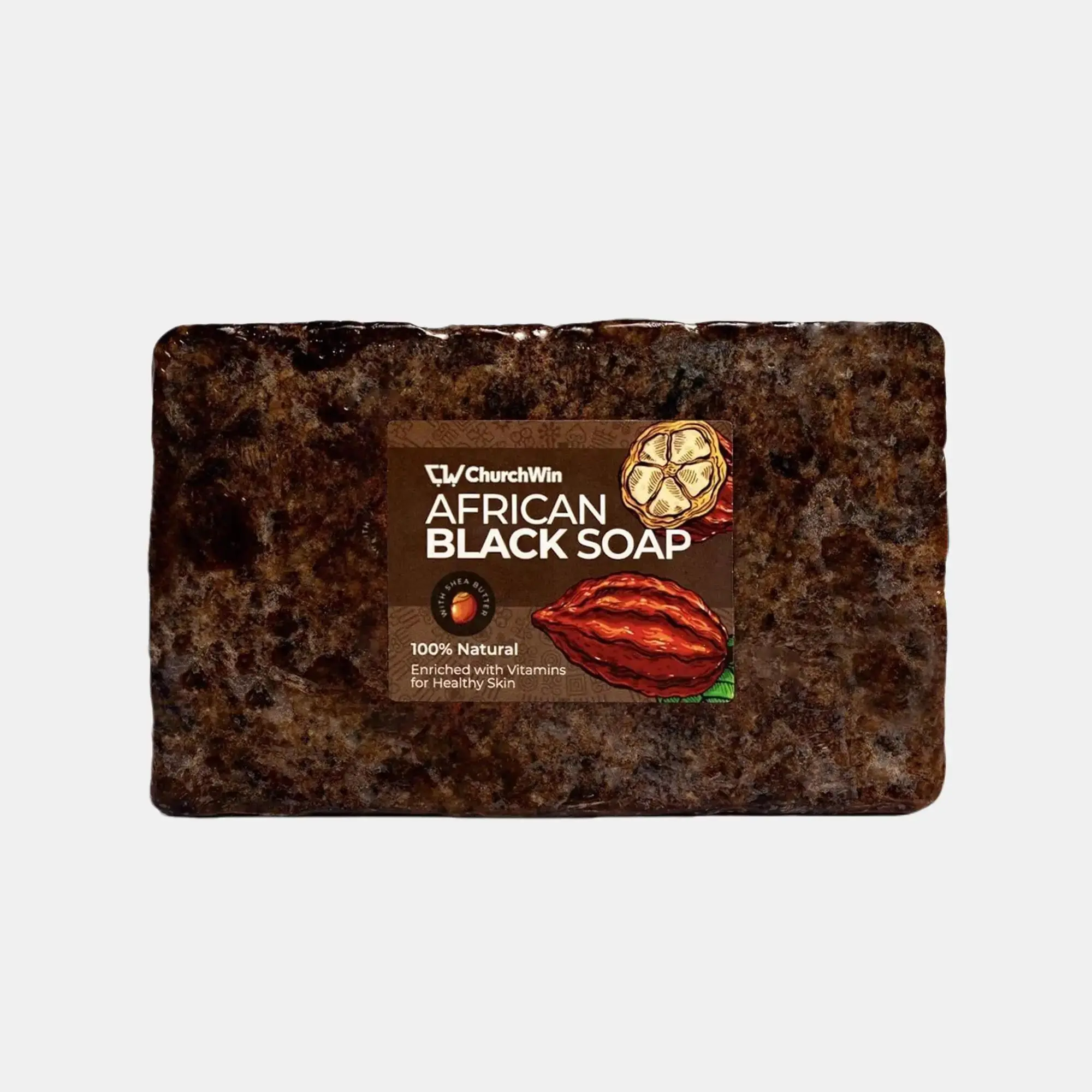 ChurchWin African Black Soap – (1 lb.) exfoliating, cleansing & Moisturizing Body Wash, Nourishing Soap for Skin Repair. Cocoa & Shea Natural Comfort with Vitamins A, E & Iron. Soothes Acne & Eczema, Promotes Skincare. Soothing  Moisturizer Cleanser