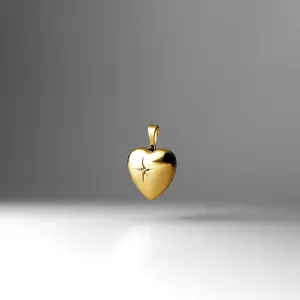 14K Gold Heart Locket Pendant - Model 2040