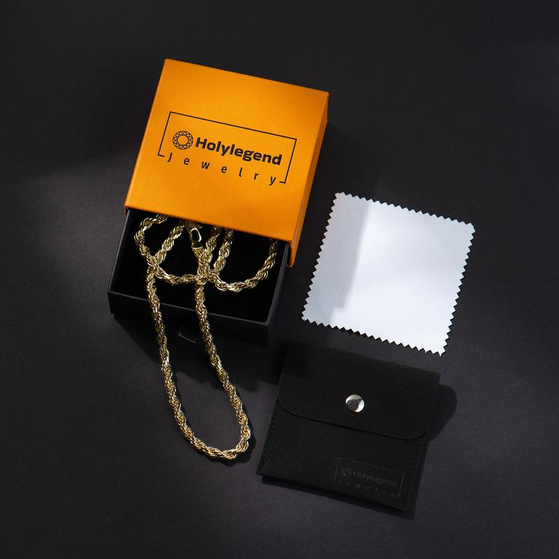 Holylegend 14K Real Gold-Plated Rope Chain Necklace for Women and Men,Upgraded Shine, Faceted Cut, Tarnish-Free, Goldstone necklace 6mm/8mm, 22"/24" Jewelry