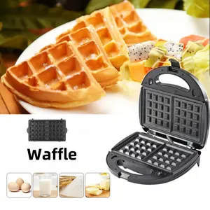Household Use 3-in-1 Breakfast Machine, Detachable Replaceable Plates Food-grade Non-stick Coating, Overheat Cutoff Safety Design, 50/60Hz Wide Voltage SVT 3x18AWG Power Cord, Electric Griddle for Daily Meal Prep, Sandwich Waffle Steak Maker