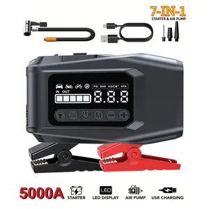 Portable Car Jump Starter with Air Pump, 5000A 12V Battery Charger, 150 PSI Tire Inflator, 10 Safety Protections for All Vehicles