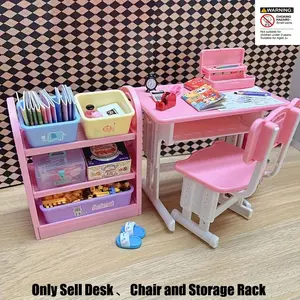 DIY Mini Dollhouse Desk Chair Toy Storage Rack Set, Playhouse, Multi-Layer Drawer Organizer, Ideal Christmas Birthday Gift, Compatible with Dollhouses, Miniature Set