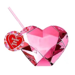 Pink Heart Shaped Novelty Cup w/Lid & Straw - 20 oz.