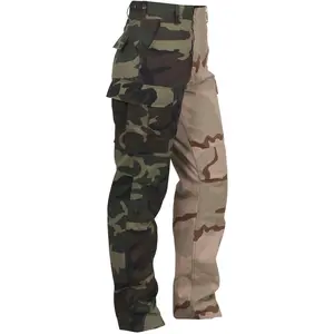 Woodland / Tri-Color Camo - Tactical BDU Pants Cargo Fatigues - Poly/Cotton Twill - Button Fly