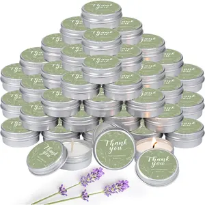 MTLEE 50 Pcs Sage Green Wedding Thank You Candles Gifts for Guests, Bridal Shower Baby Shower Favors, 1 oz Mini Lavender Scented Soy Wax Candles Tin Bulk for Birthday Aromatherapy Party Favors
