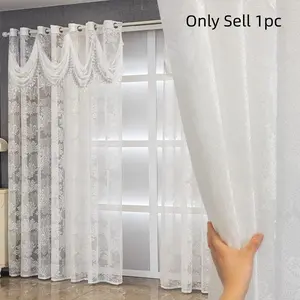 1pc North European Style Maple Leaf Curtain, Soft Pleated Header, Semi-Transparent, Suitable for Living Room and Office