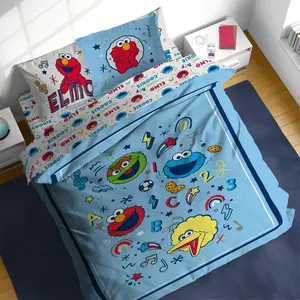 Jay Franco Sunny Side Up Sesame Street Elmo Cookie Monster Big Bird Oscar Bed Set
